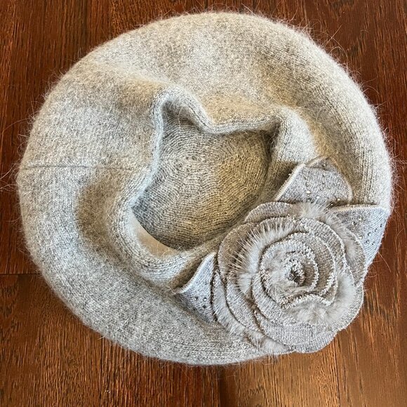 Women\'s Soft & Warm 100% Wool Mix French Beret Hat In Gray NWT main image 6